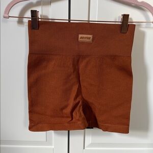 Brown Bike Shorts with High-Rise Waistband